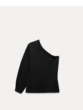 Zara Black Off-the-Shoulder One-Sleeve Sweater